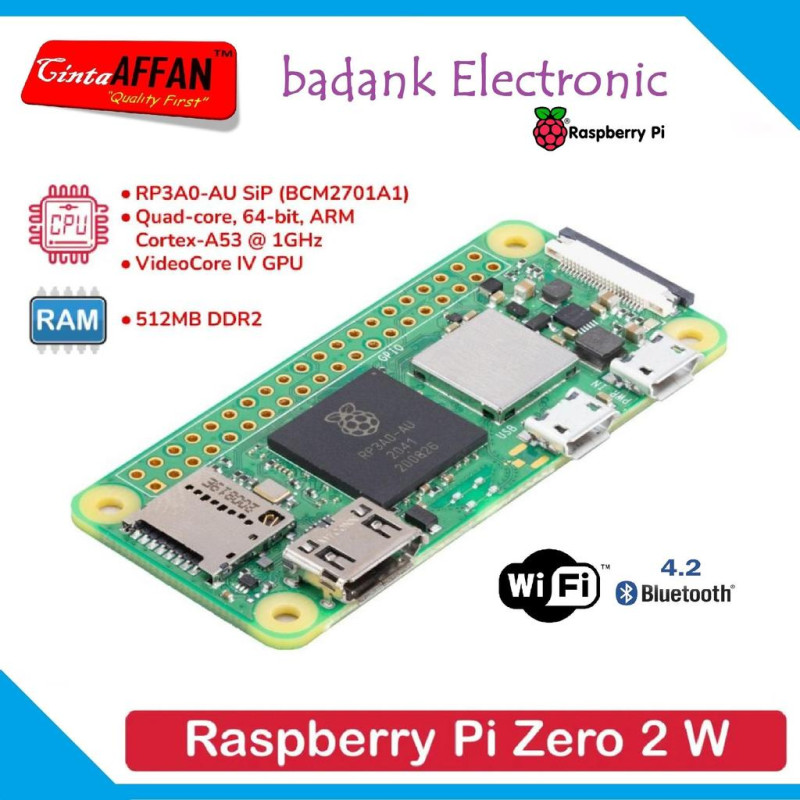 Raspberry Pi Zero 2 W Board - with RP3A0 Processor